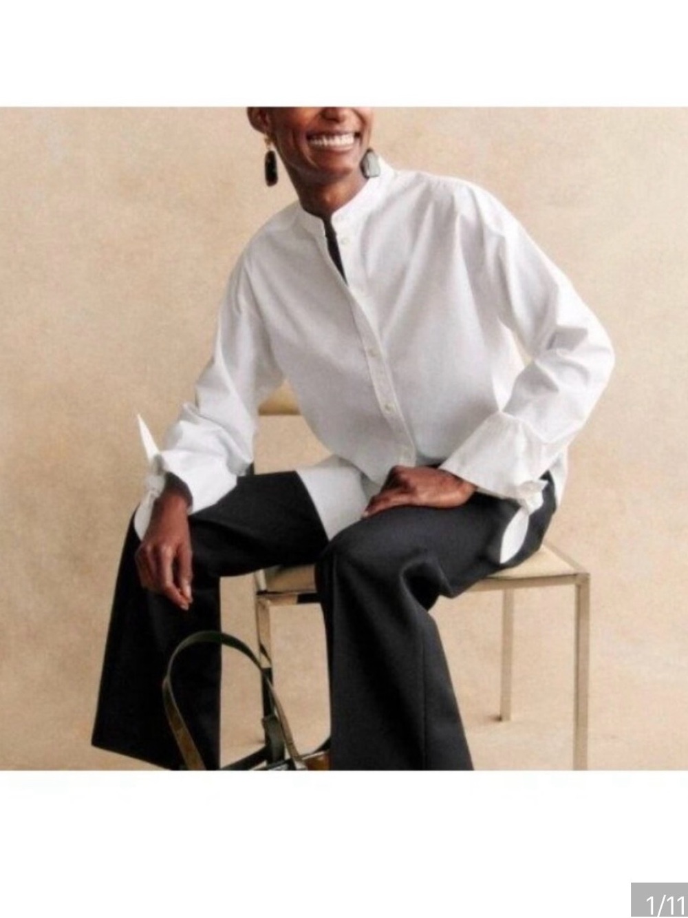 SEZANE iconic chemise Vannie Blouse Crisp White Button Front Shirt